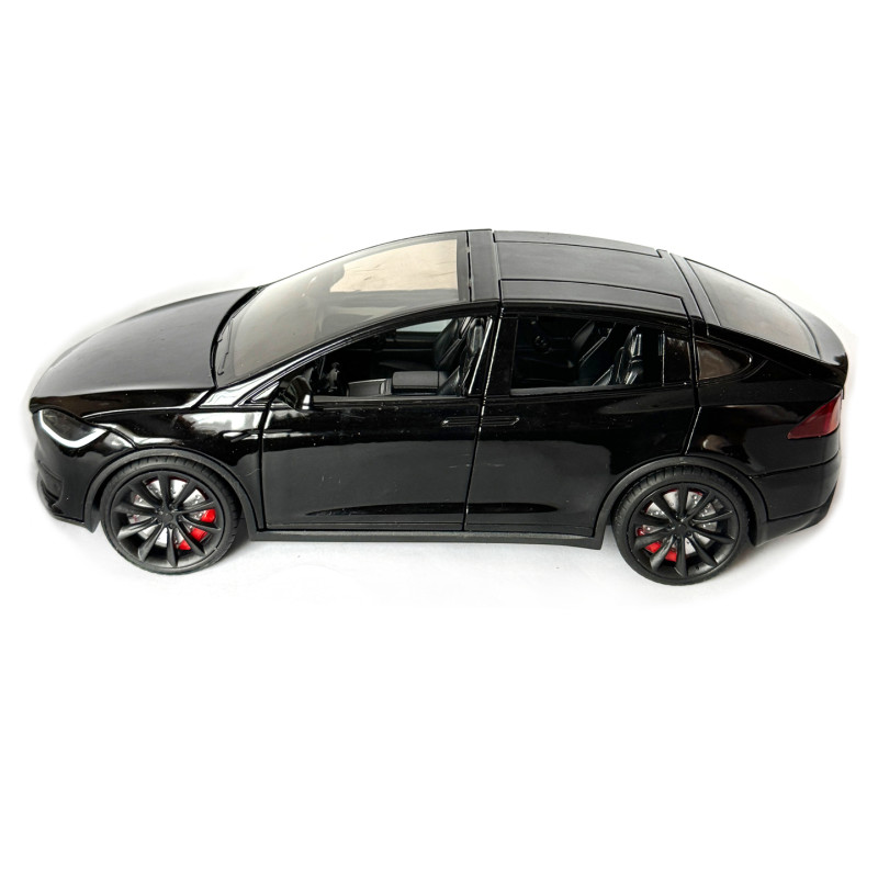 Машинка металева Tesla Model X Electrocar Тесла Модель X Електрокар чорна 1:24 зарядна станція звук світло відч двері капот багажник гум колеса 18*6*8см (AP-2004)