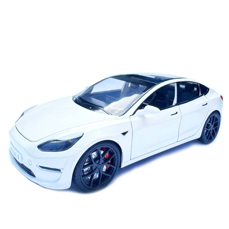 Машинка метал Tesla model 3 біла Тесла 1:24 відкр двері баг капот звук світло 18,5*6*8,5см (EL-94022)