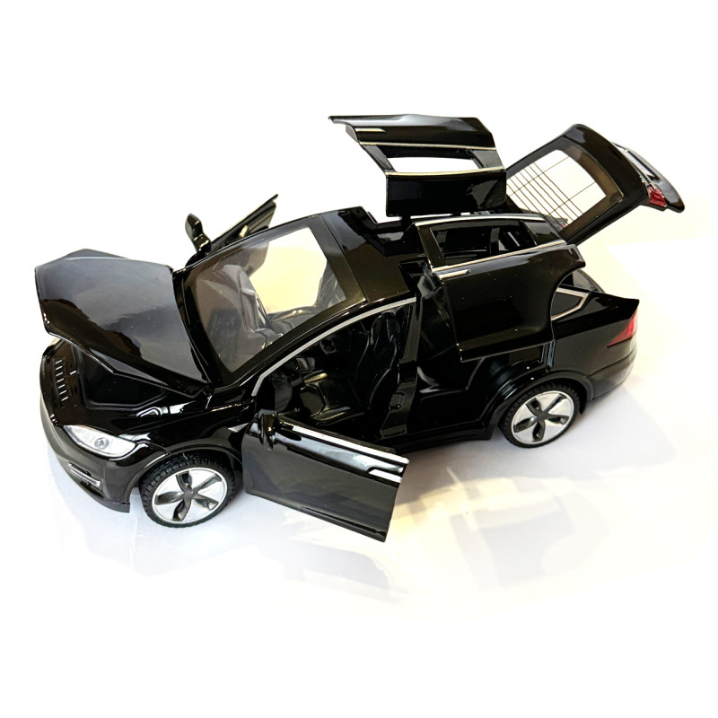 Машинка металева Tesla Model x Тесла чорна 1:32 світло звук відкриваються двері баг капот резинові колеса 15,5*5*6 см (AP-1783)