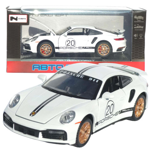 Машинка металева Porsche 911 Turbo S АвтоЕксперт біла звук світло інерція 15*6*4 см (LF-39078)