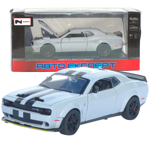 Машинка метал Dodge Challenger SRT Hellcat АвтоЕксперт сіра 1:32 звук світло інерція 15,7*7*5 см (LF-30608)