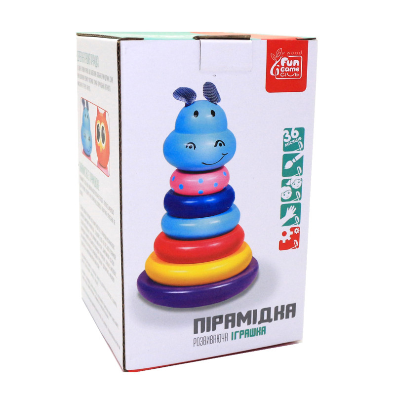 Розвиваюча іграшка дерев'яна пірамідка Сова Fun Game 15*9*9 см (91552)
