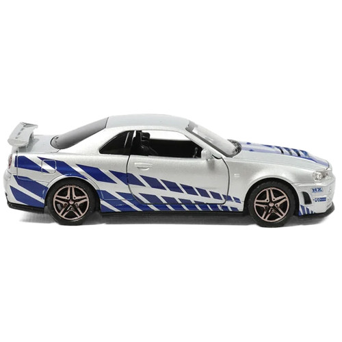 Машинка металева Nissan Skyline GT-R R34 Автоексперт срібляста 1:32 світло звук відкр двері (60822)
