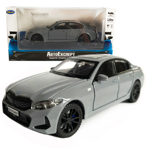 Іграшкова машинка металева BMW 320Li, БМВ, сіра, звук, світло, інерція, откр двері, багажник, капот, Автоексперт, 1:32,15*7*5см (ТК-10105)