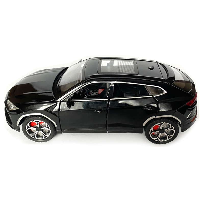 Машинка металева Lamborghini Urus, Ламборгіні Урус, Автоексперт, чорна, 1:24,метал, звук,світло,інерція,рухомі елементи, 21*6*8см (GT-06441)