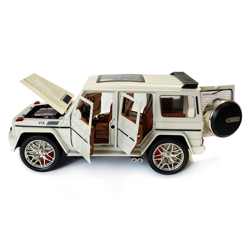 Машинка металева дитяча Mercedes-Benz G63 Мерседес Гелендваген, білий, Автоексперт, 1:24, світло, інерція, відкриваються двері, багажник, капот, 22*7*9,5см (GT - 08116)
