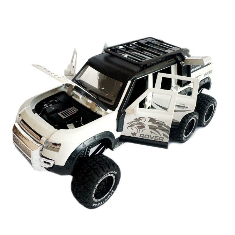 Машинка металева Land Rover Defender pickup SUV Ленд ровер Пікап 1:24 білий звук світло інерція відкр двері баг капот 22*9,5*10см (GT-12326)