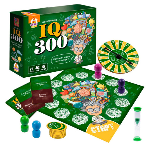 Гра настільна розважальна IQ300 Vladi Toys 50 карток 9 жетонів колесо фортуни пісочний годинник (VT8055-46)