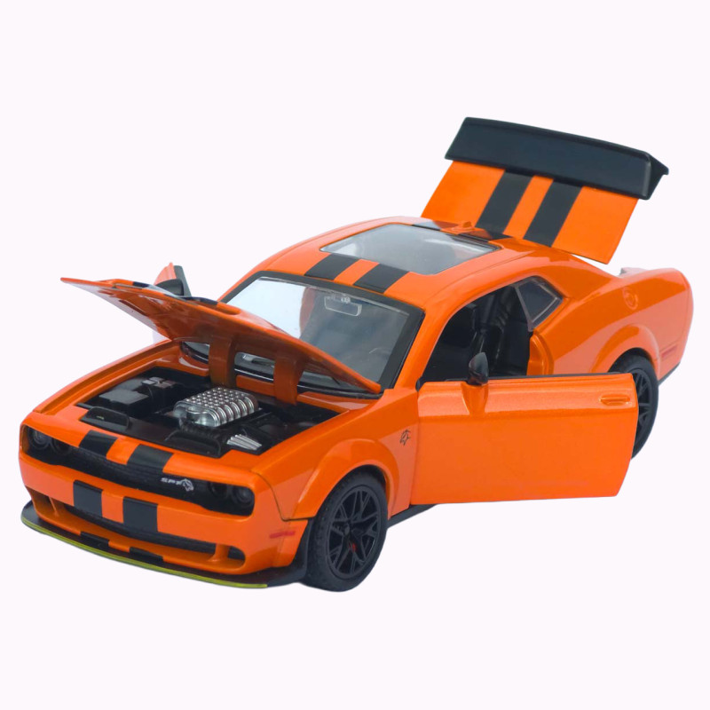 Машинка метал Dodge Challenger SRT Hellcat АвтоЕксперт помаранчева 1:32 звук світло 15,7*7*5 см (LF-30608)