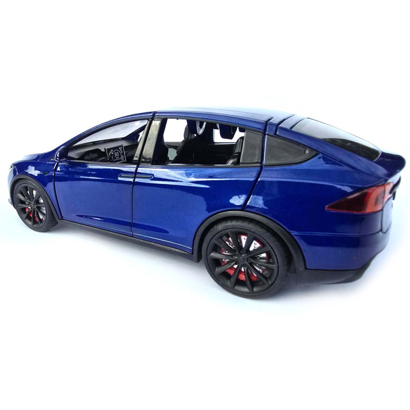 Машинка метал Tesla model X електрокар синя Тесла 1:24 відкр двері баг капот звук світло 17,5*7,5*5,5см (EL 97188)