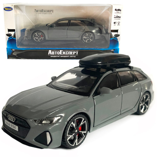 Іграшкова машинка металева Audi RS6, ауді, сіра, звук, світло, відкр двері, багажник, капот, Автоексперт, 1:32, 15*7*5см (ТК-10206/97056)