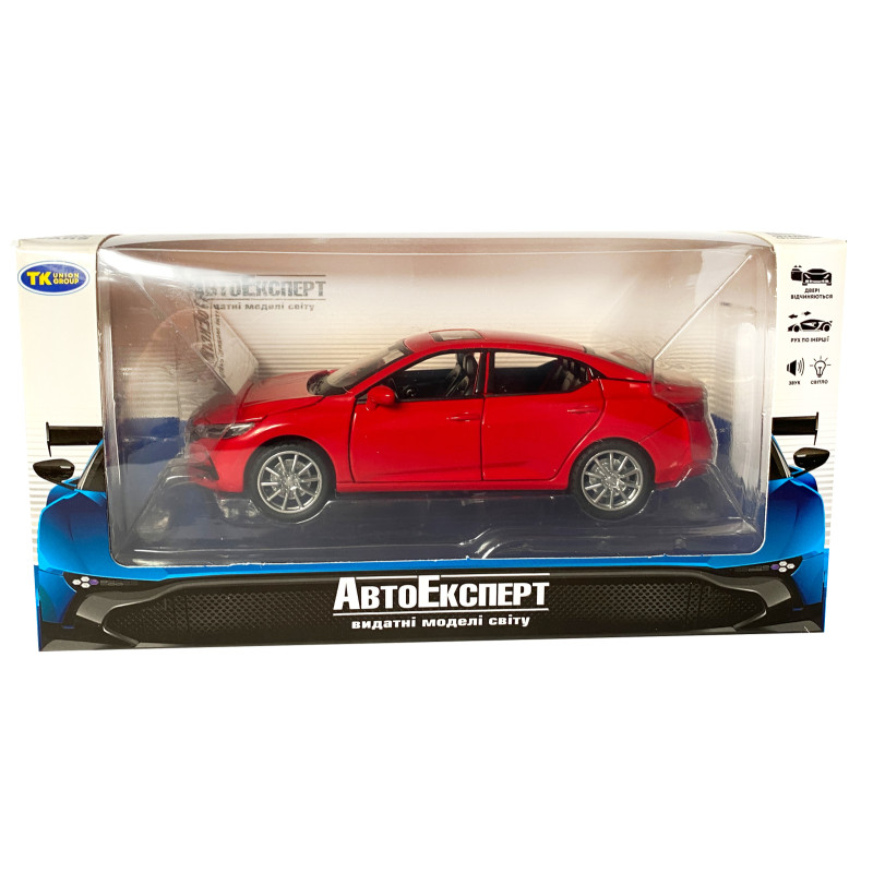 Іграшкова машинка металева Nissan Sylphy, ніссан, червоний, звук, світло, інерція, откр двері, капот, Автоексперт, 1:32,14,5*7*5 см (ТК-10584)