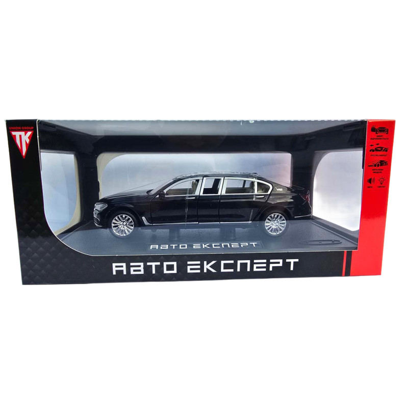 Машинка метал BMW 7 G11 БМВ лімузин чорний 1:24 звук світло 20*5,5*6см (RS-61337)