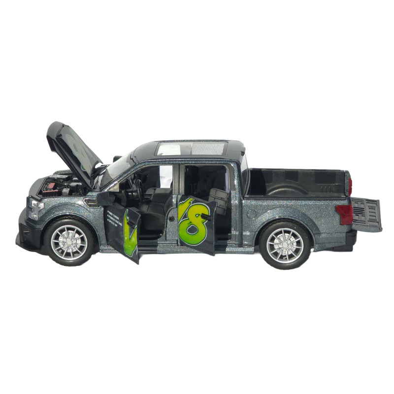 Машинка металл Ford F-150 Raptor серая 1:22 свет звук инерция откр дверь капот багажник (TX33912)