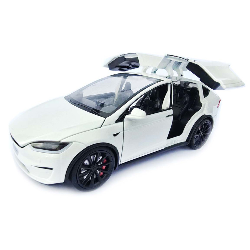 Машинка метал Tesla model X електрокар біла Тесла 1:24 відкр двері баг капот звук світло 17,5*7,5*5,5см (EL 97188)