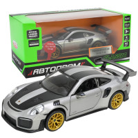 Машинка метал Porsche 911 GT2 RS сіра 1:32 світло звук відкр двері 14*6*3,5 см (68705)