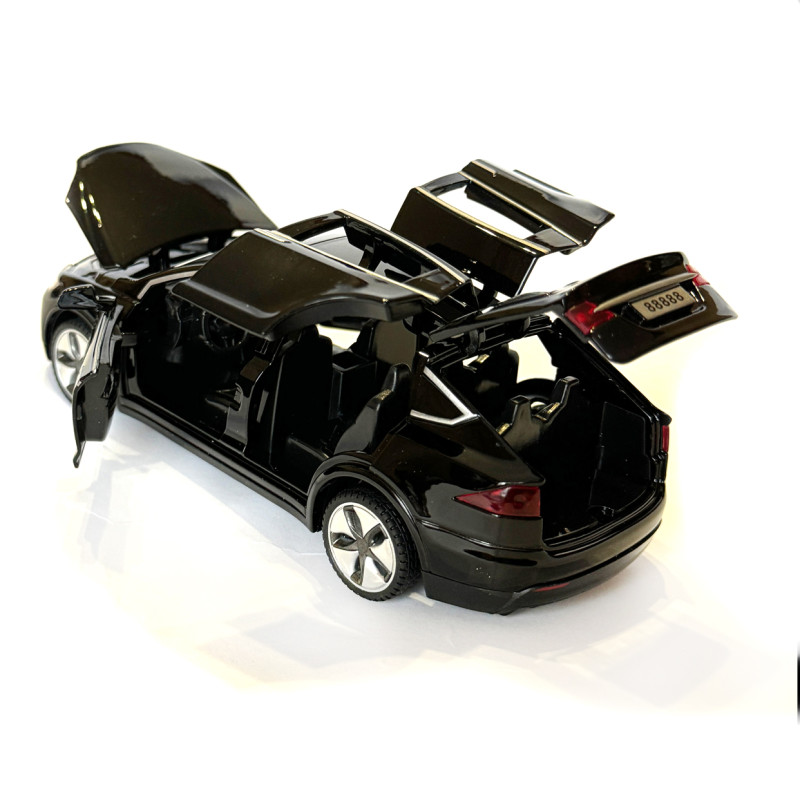 Машинка металева Tesla Model x Тесла чорна 1:32 світло звук відкриваються двері баг капот резинові колеса 15,5*5*6 см (AP-1783)