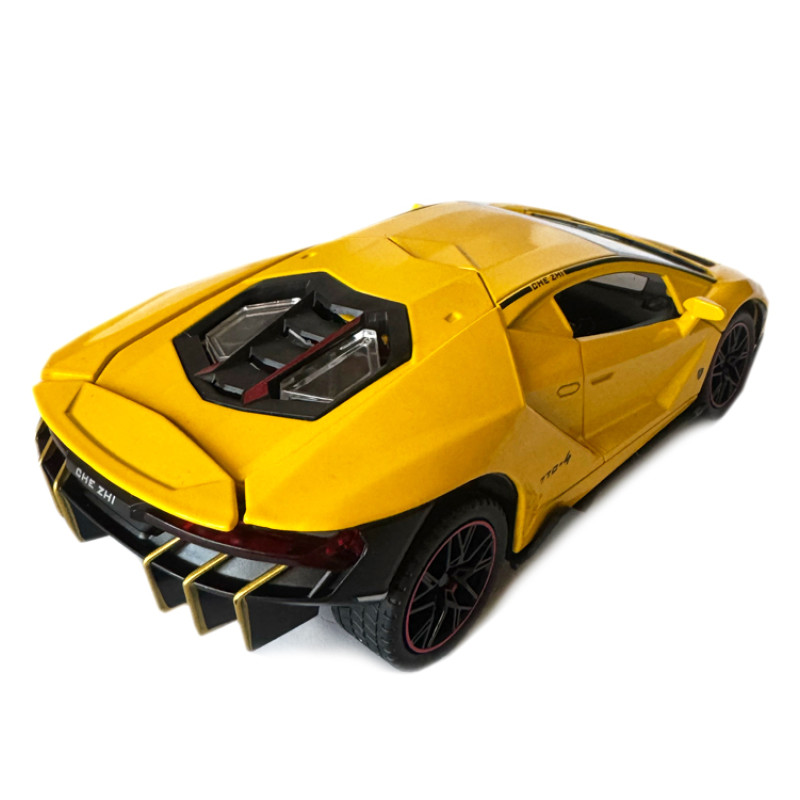 Машинка металлическая Lamborghini LP 770-4 АвтоЭксперт Ламборгини желтая свет звук откр двери багажник капот 20*8*5 см (GT-01260)