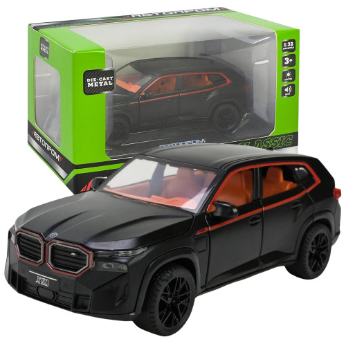 Машинка металл BMW XM Автопром черная 1:32 звук светло открываются двери капот багажник (AP74239)