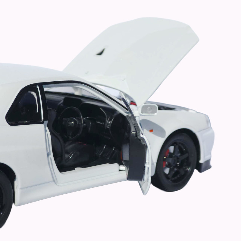 Машинка метал Nissan Skyline GT-R АвтоЕксперт біла 1:24 звук світло відкр двері капот багажник (1990-21)