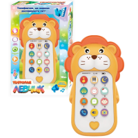 Музичний дитячий телефон укр мова WToys цифри пісні казки скоромовки підсвічування гумові елементи (14943)
