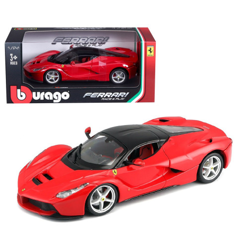 Машинка металлическая Laferrari Bburago 1:24, красная феррари лаферрари, откр капот, 13*5*3 см (18-26001)