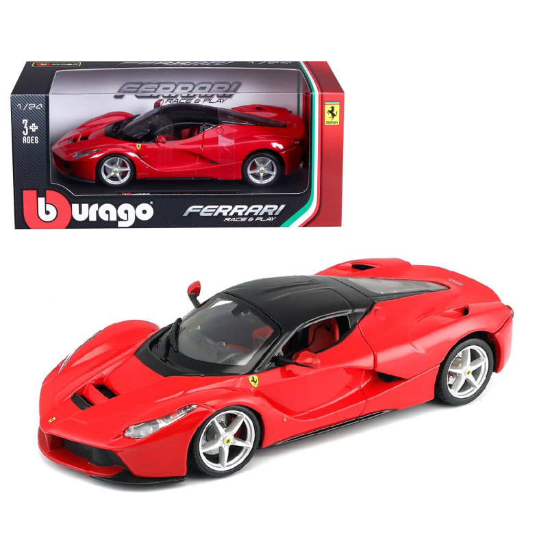 Машинка металлическая Laferrari Bburago 1:24, красная феррари лаферрари, откр капот, 13*5*3 см (18-26001)