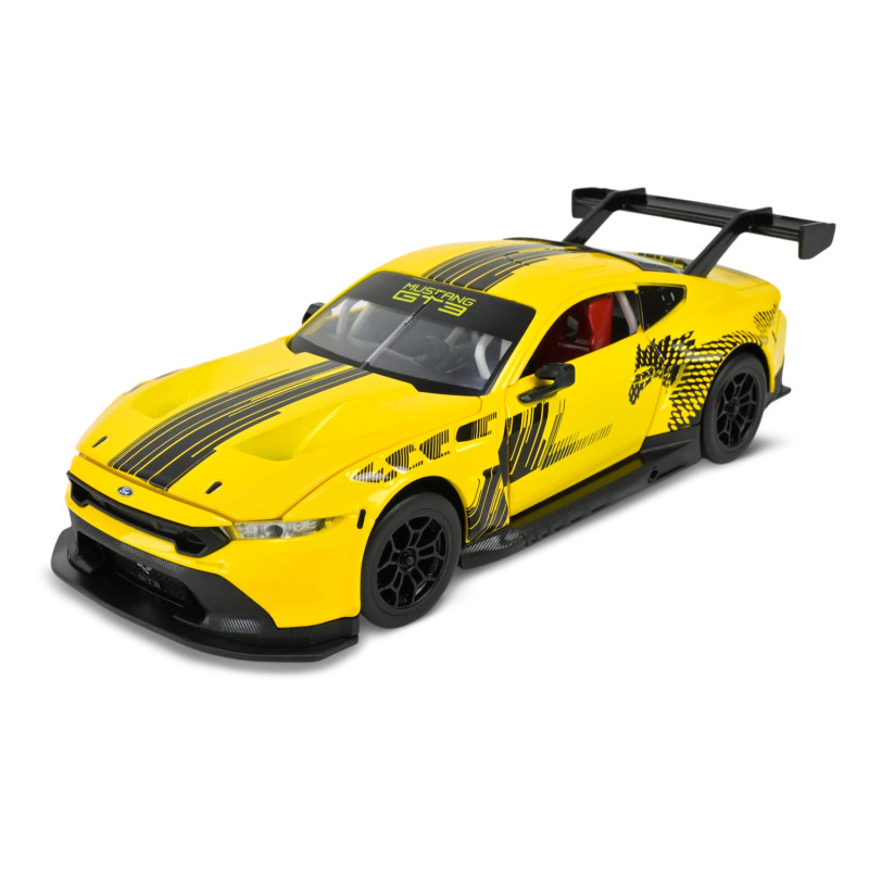 Машинка металева Ford Mustang GT3 жовта 1:24 відкриваються двері капот 20,5*8,5*5 см (661293A)