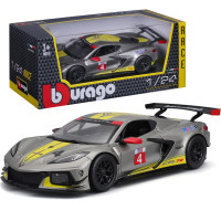 Машинка металлическая CHEVROLET CORVETTE C8.R Bburago серая 1:24 шевроле 20*9*6см (18-28024)