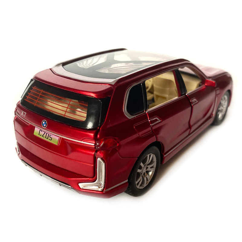 Машинка металева дитяча BMW X7, БМВ,червона, 1:32, Автоексперт, звук,світло,інерція, відкр двері,багажник,капот, 16*6*5 (GT-01120)
