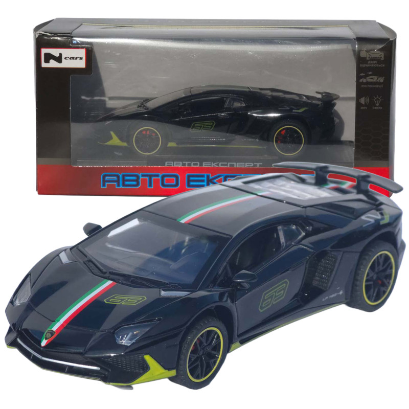 Машинка метал Lamborghini Aventador SVJ АвтоЕксперт чорна 1:32 звук світло 14*6*3,5 см (LF-46301)