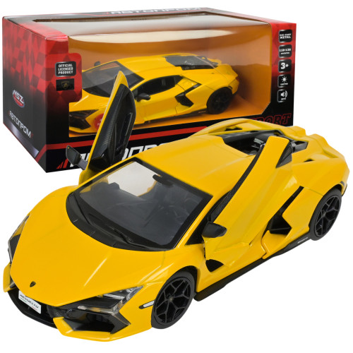 Машинка металлическая Lamborghini Revuelto Автопром желтая 1:24 свет звук откр двери 20,5*8*5 см (68200A(Y))