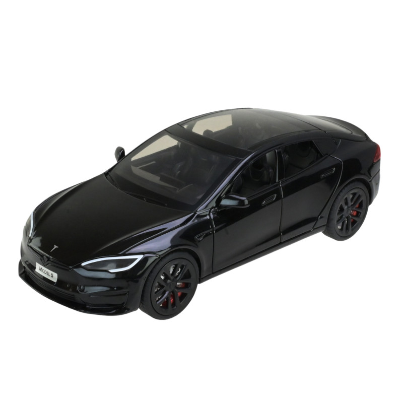 Машинка металева Tesla Model S Electrocar Тесла Модель S Електрокар чорна 1:24 зарядна станція звук світло відч двері капот багажник гум колеса 18,5*7,2*5см (AP7713)