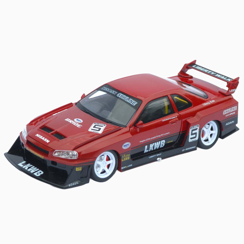 Машинка метал Nissan Skyline GT-R АвтоЕксперт червона 1:24 звук світло відч двері капот багажник (2916-39)