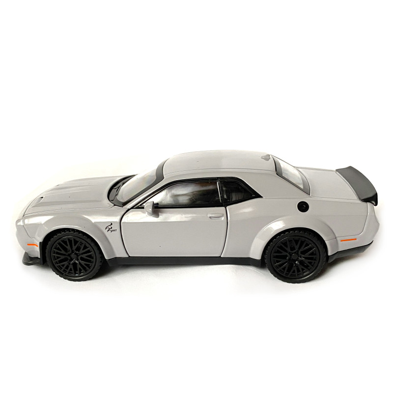 Іграшкова машинка металева Dodge Challenger SRT, Додж, сірий, звук, світло, інерція, відкр двері, багажник, капот, Автоексперт, 1:32,15*7*4,5см (50801)