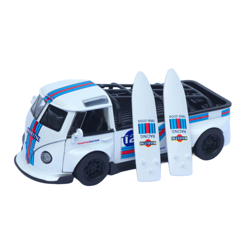 Машинка метал Volkswagen Type 2 VW кемпінг Bus біла Фольксваген 1:32 відкр двері баг звук світло (TK-19970)