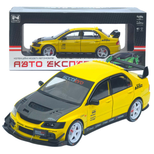 Машинка метал Mitsubishi Lancer Evolution IX АвтоЕксперт жовта 1:24 звук світло 21*8*7 см (G8119-55)