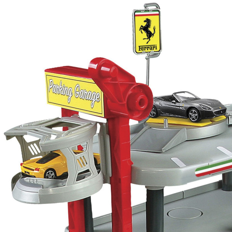 Игровой набор гараж Ferrari 3 Уровня  Bburago (1:43), паркинг, 2 машинки ферари, 85х69х43 см (18-31204)