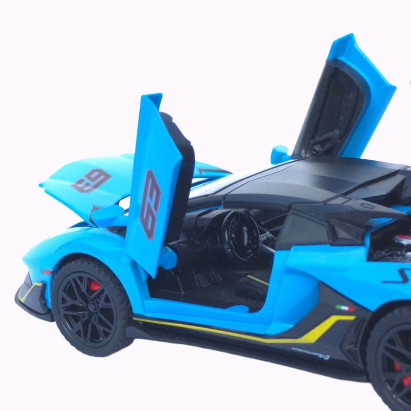Машинка метал Lamborghini Aventador SVJ АвтоЕксперт блакитна 1:32 звук світло 15,5*7*3,8 см (LF-66519)