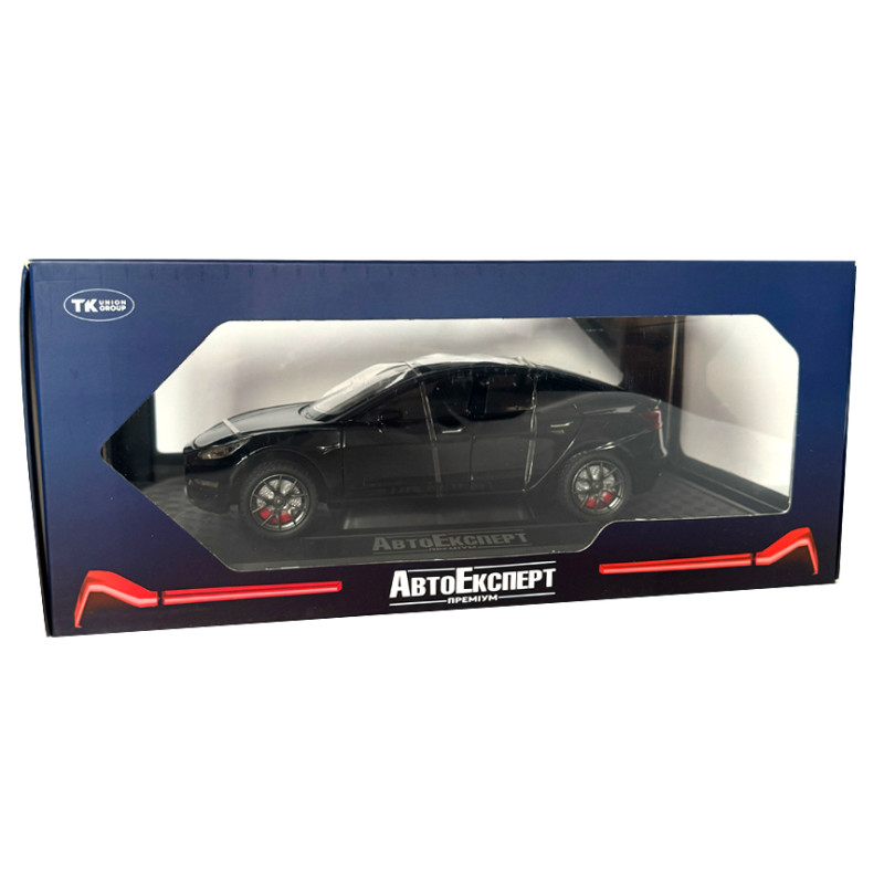 Машинка металева Tesla Model 3 Тесла чорна 1:24 звук світло інерція відкр двері багажник капот гумові колеса 20,5*8*7см (GT-9820)