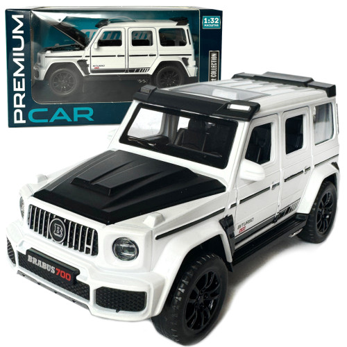 Машинка металева Mercedes-Benz G-Class Brabus 700 мерседес бенс джип білий 1:32 звук світло інерція відкр двері багажник капот гумові колеса 15*6,5*7см (AP-1738) 