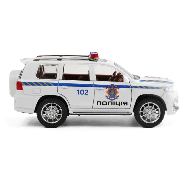 Машинка металева Поліція Toyota Land Cruiser Prado Тойота 1:24 інерція відкр двері баг капот звук світло 21*10*8,5см (41952)