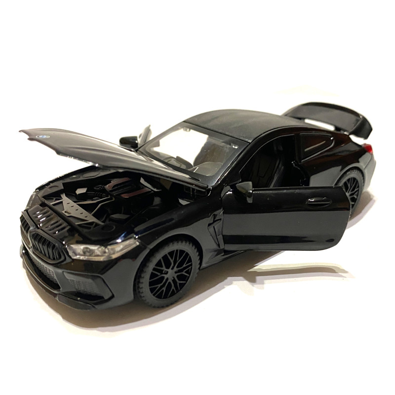 Іграшкова машинка металева BMW M8 Competition Coupe, БМВ, чорна, звук, світло, інерція, откр двері, багажник, капот, Автоексперт, 1:32, 14,9*4,9*5,9см (42212)