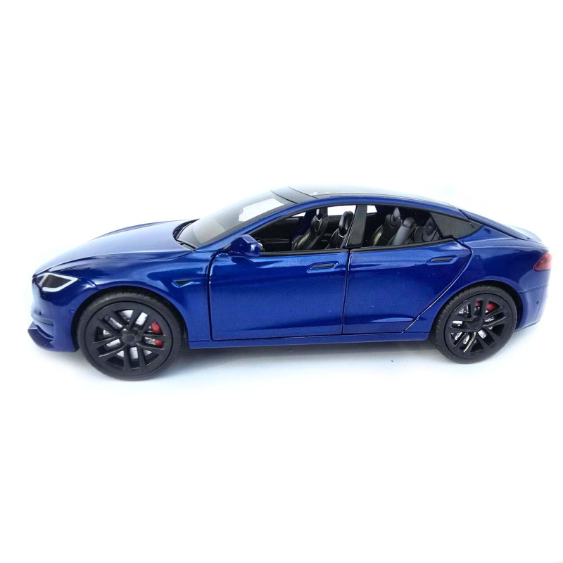 Машинка метал Tesla model S електрокар синя Тесла 1:24 відкр двері баг капот звук світло 17,5*7,5*5,5см (EL 64077)