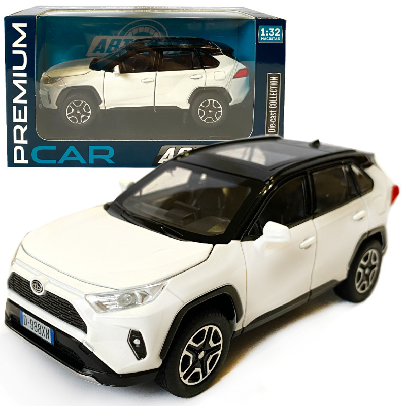 Машинка металева Toyota RAV4 Sport Тойота рав 4 спорт біла 1:32 звук світло інерція відкр двері багажник капот гумові колеса 15,5*7*6см (AP-1967)
