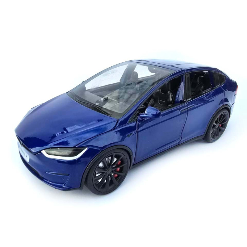 Машинка метал Tesla model X електрокар синя Тесла 1:24 відкр двері баг капот звук світло 17,5*7,5*5,5см (EL 97188)