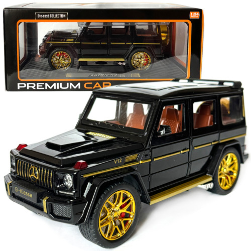 Машинка металева Mercedes-Benz G63 AMG Гелендваген (Гелік) мерседес чорний 1:24 світло, інерція, відкриваються двері, багажник, капот, 22*8*9,5см (AP- 1834)