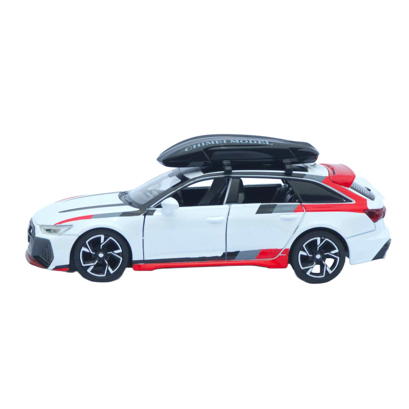 Машинка метал Audi RS6 Avant з багажником на даху АвтоЕксперт біла 1:32 світло звук інерція (ТК-4688)