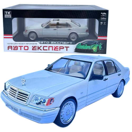 Машинка Mercedes-Benz W140 S біла метал 1:24 звук світло інерція 21*8*6,5см (1130-19)