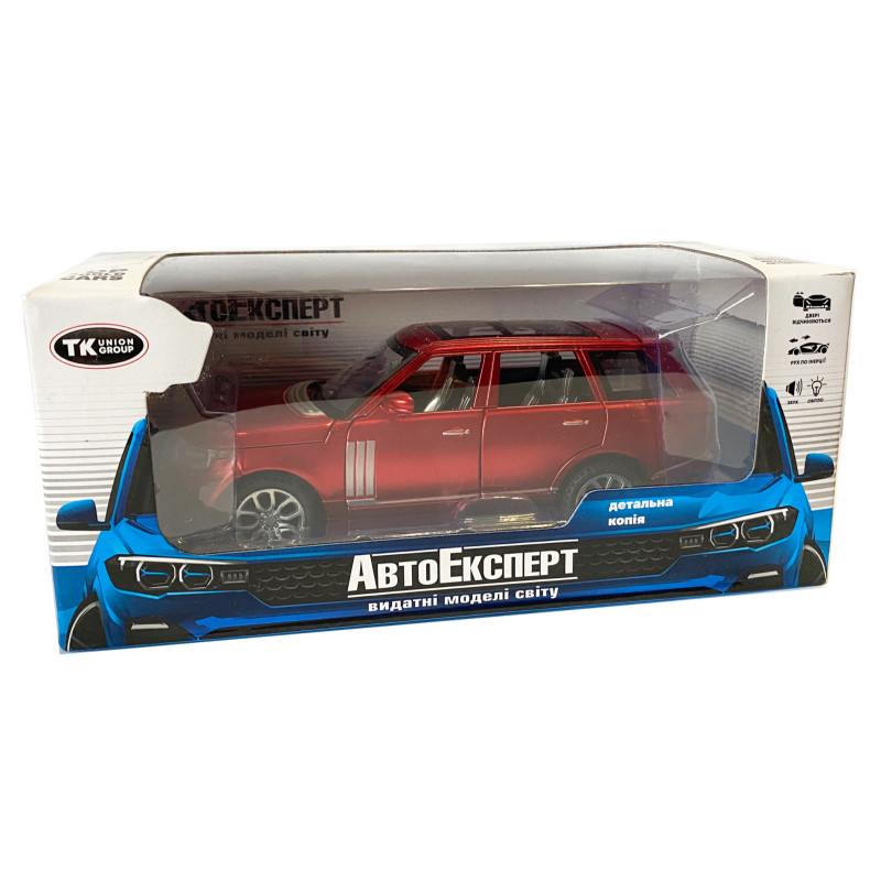 Машинка металева дитяча Range Rover, Рендж Ровер, червоний, Автоексперт, 1:32, звук, світло, інерція, відкриваються двері багажник капот, 15*7*6 см. (48697W)